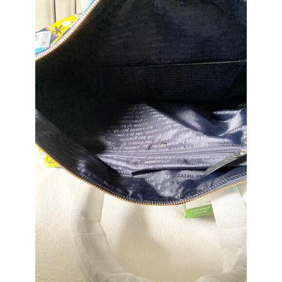 RARE NWT KATE SPADE WEEKENDER RICH NAVY MULTI colorful TRAVEL bag STAMPS - Picture 7 of 7